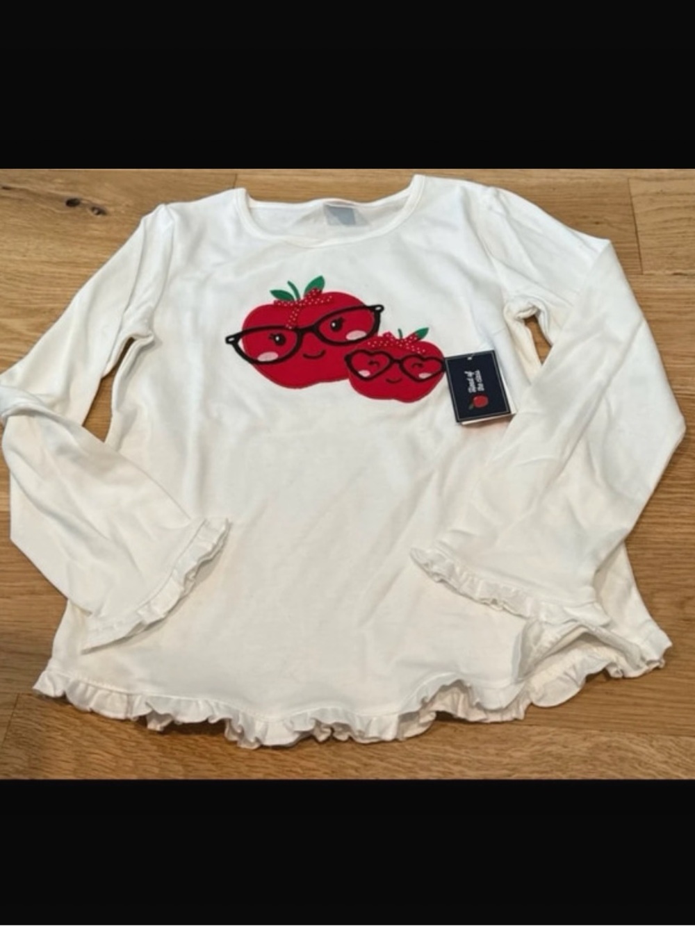 Gymboree Girls Long-Sleeve Top with Ruffles & Apples NWT